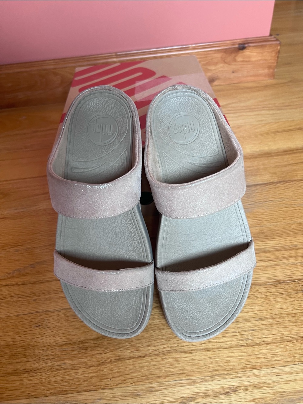 FitFlop Women’s Pink Champagne Double-Strap Slide Sandals - Picture 3 of 5